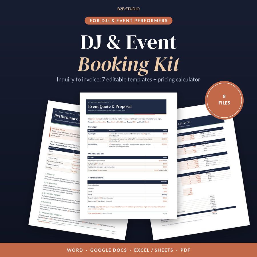 DJ and Event Booking Kit cover