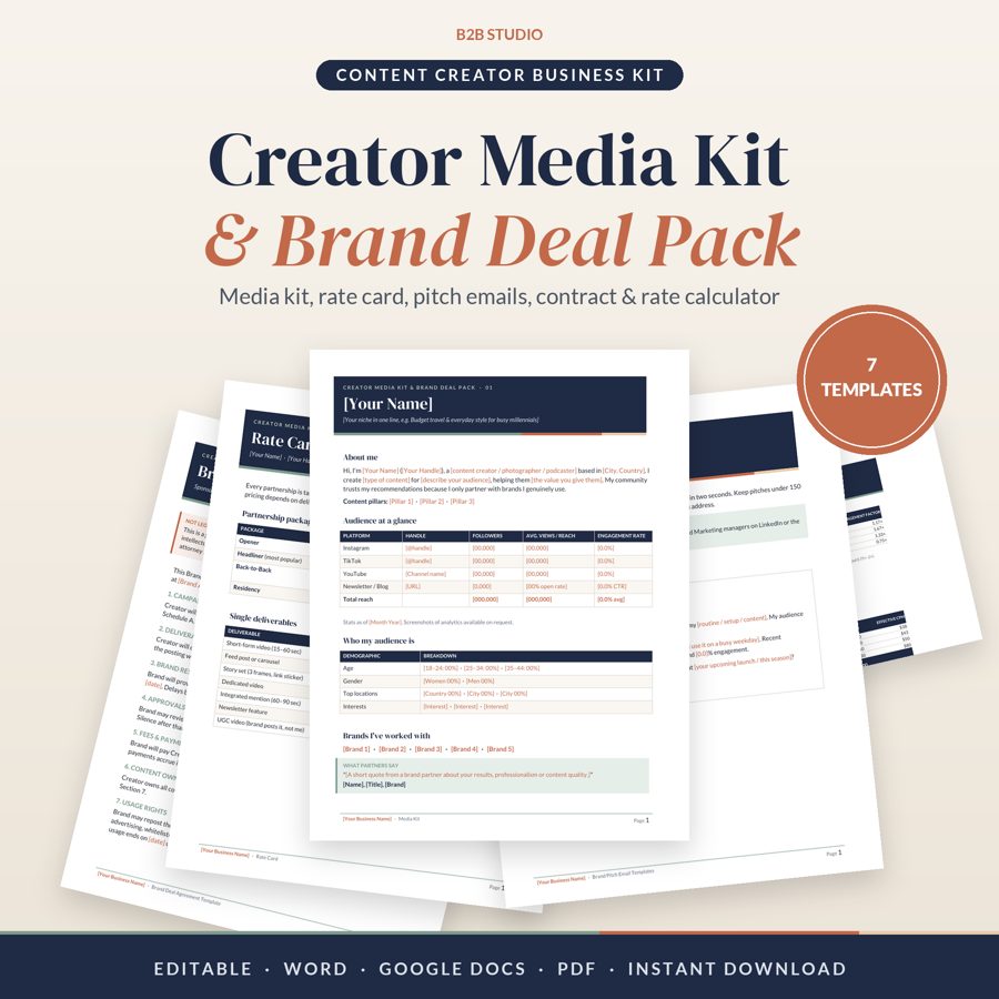 Creator Media Kit and Brand Deal Pack cover